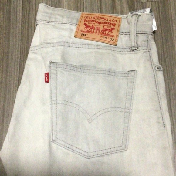 513 Levis JEANS MENS 30W 32L LIGHT GREY WASH SLIM STRAIT - Picture 7 of 9